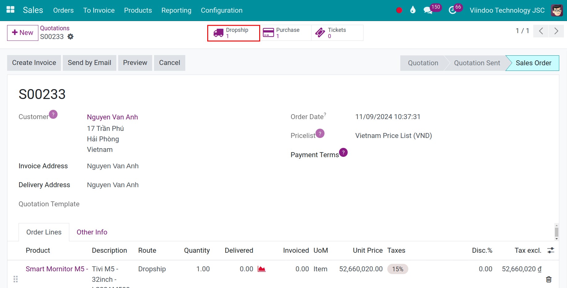 Check delivery from sales order