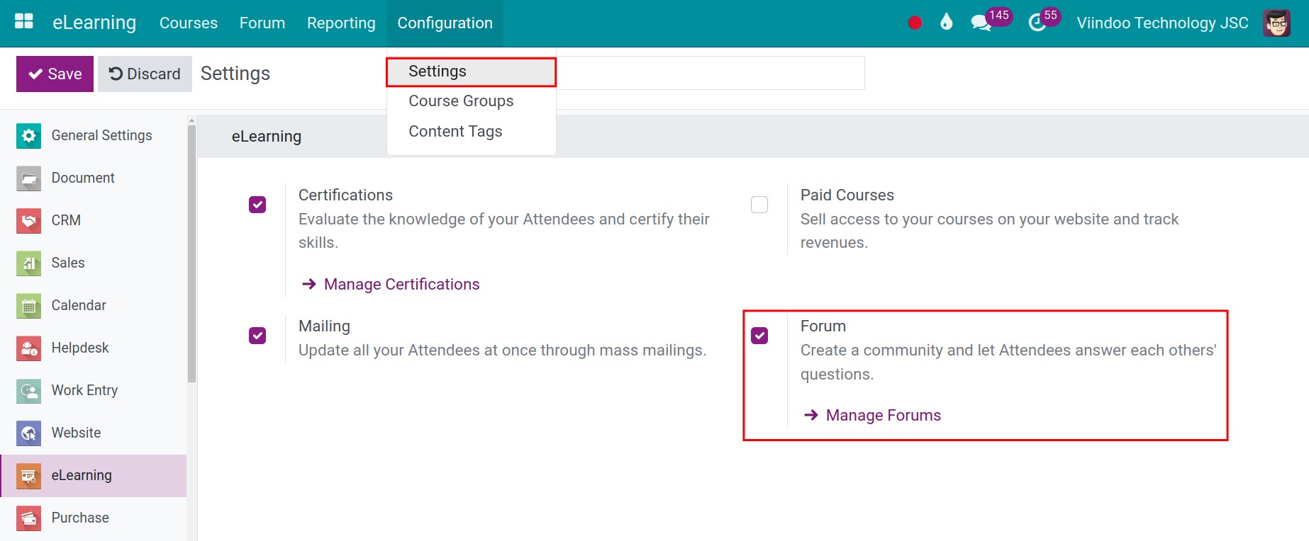Activate forum feature