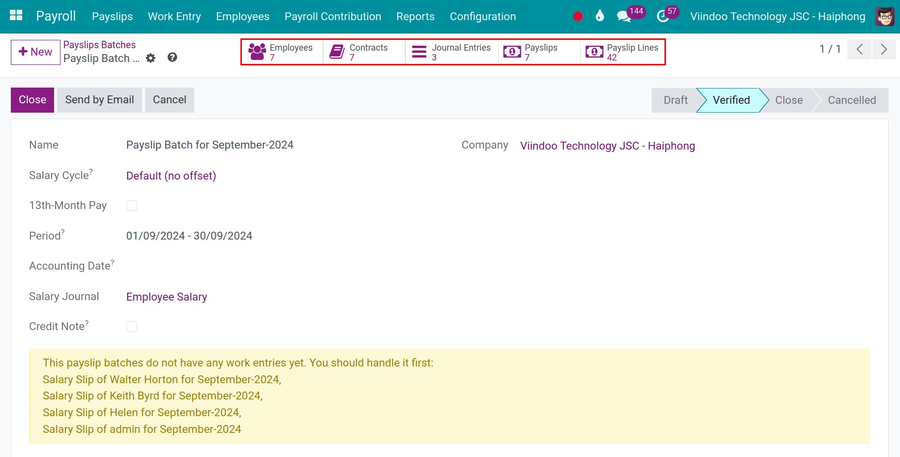 Statistical menus of access views from payroll - Viindoo Payroll Management Software