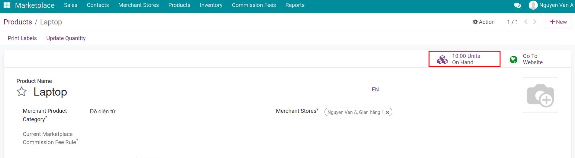 Onhand product quantity