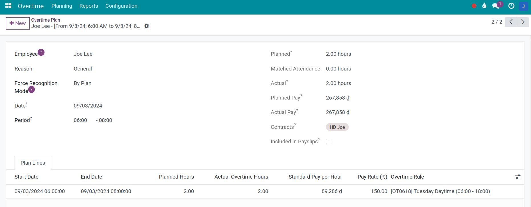 Overtime plan