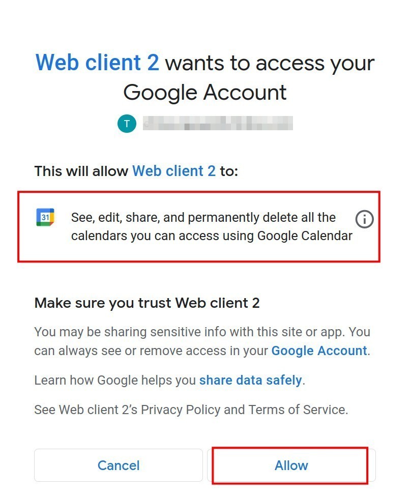 Allow the privacy policy