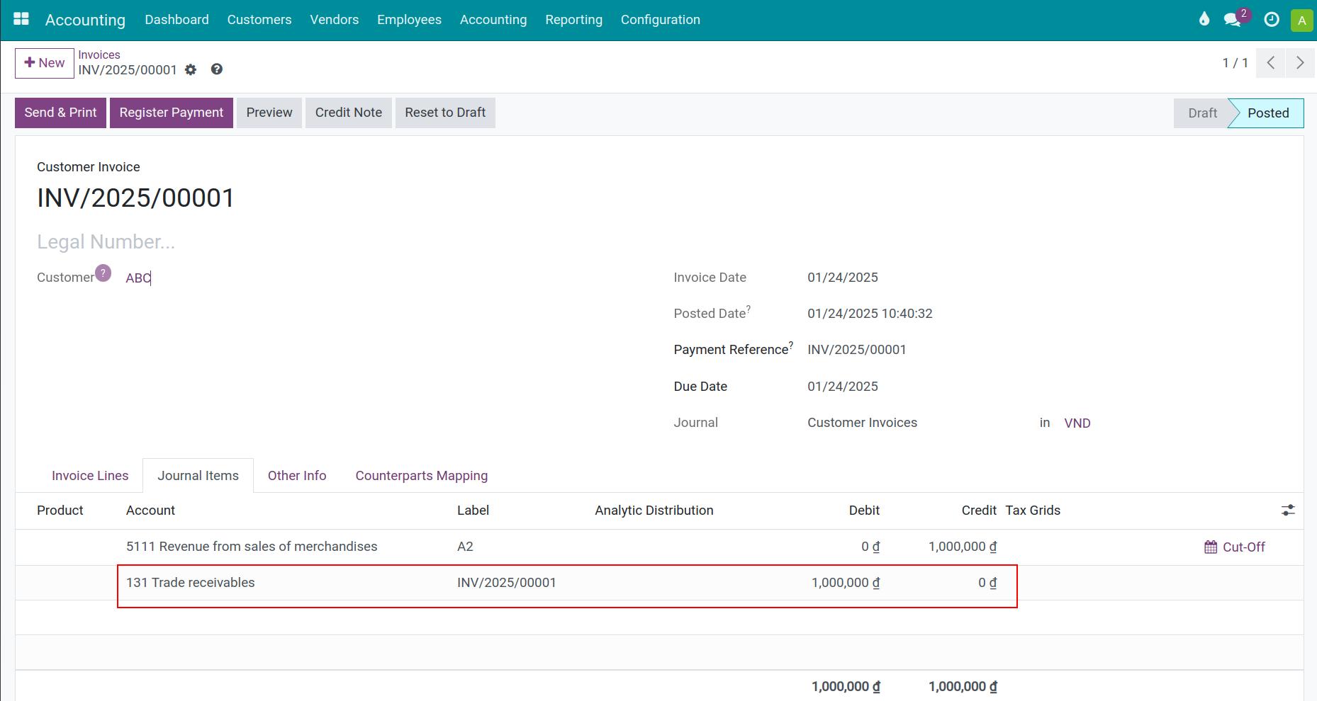 Customer invoices