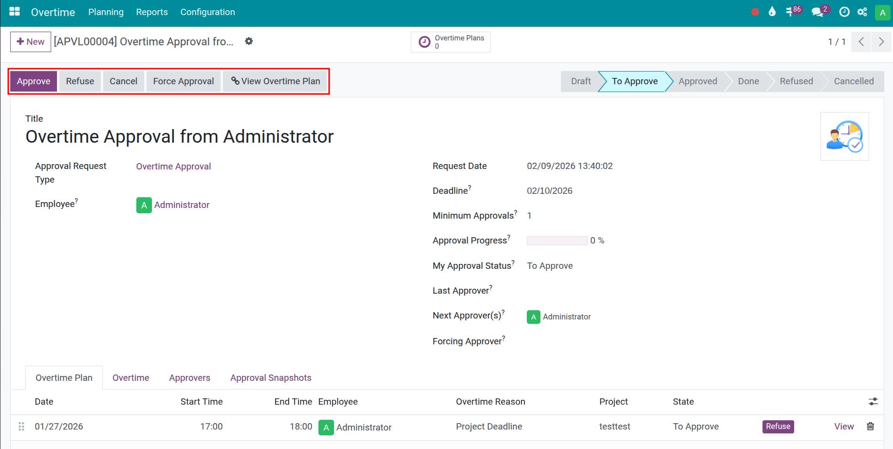Approve a compensatory time off