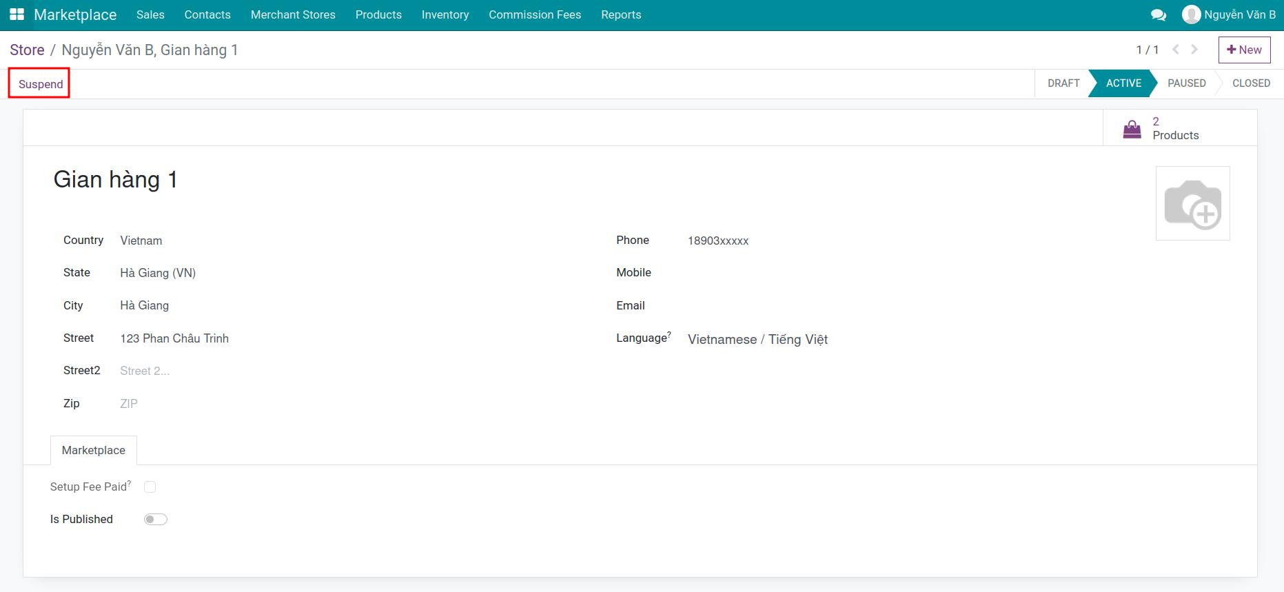 Status store in Viindoo Marketplace