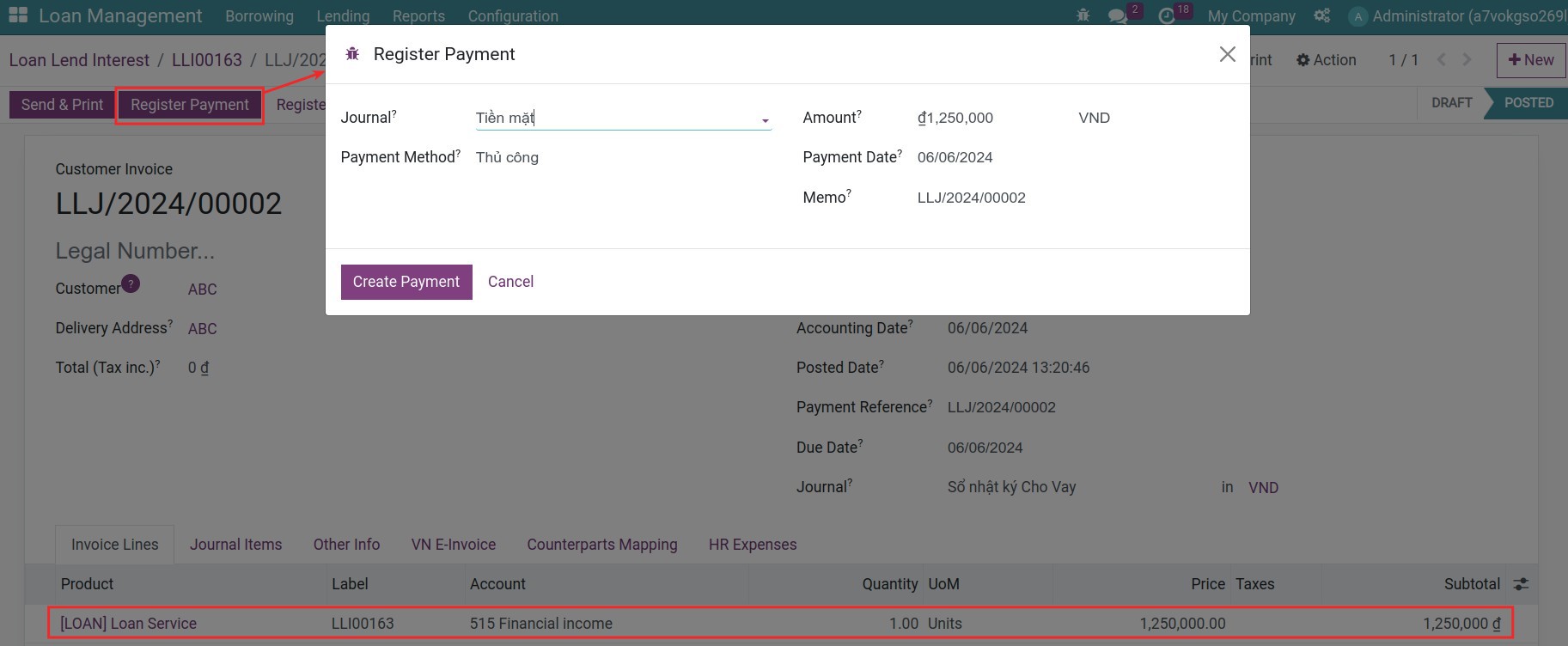 Register payments
