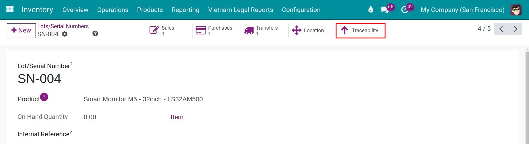 Serial numbers traceability