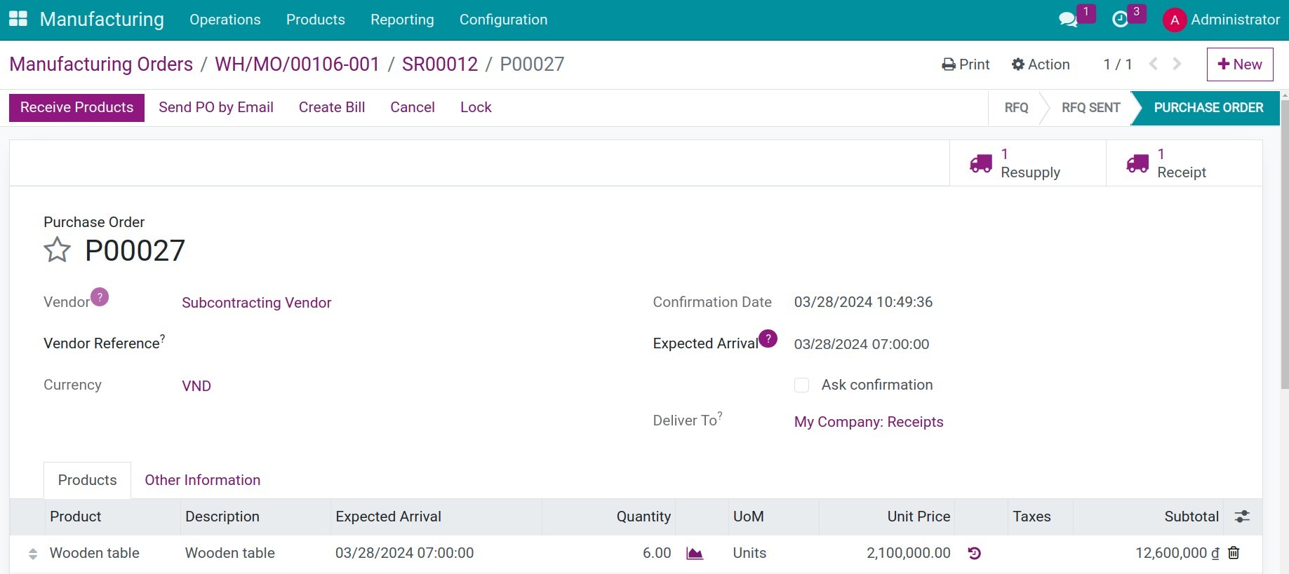 Confirm RFQ