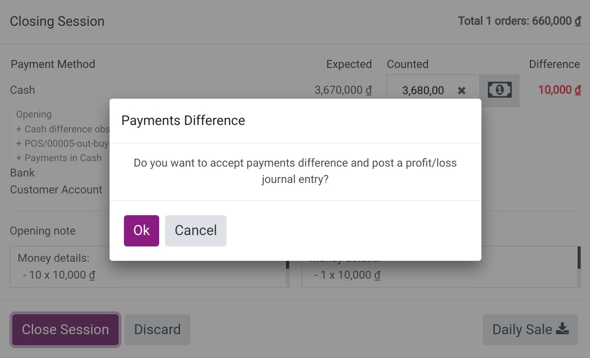 Accept payments difference in Viindoo PoS