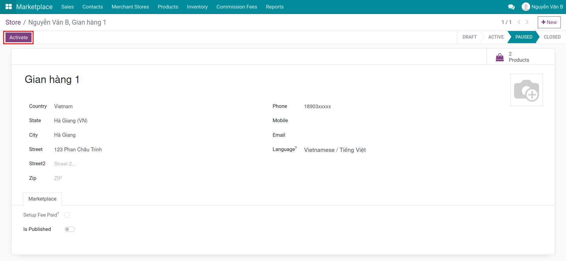 Status store in Viindoo Marketplace