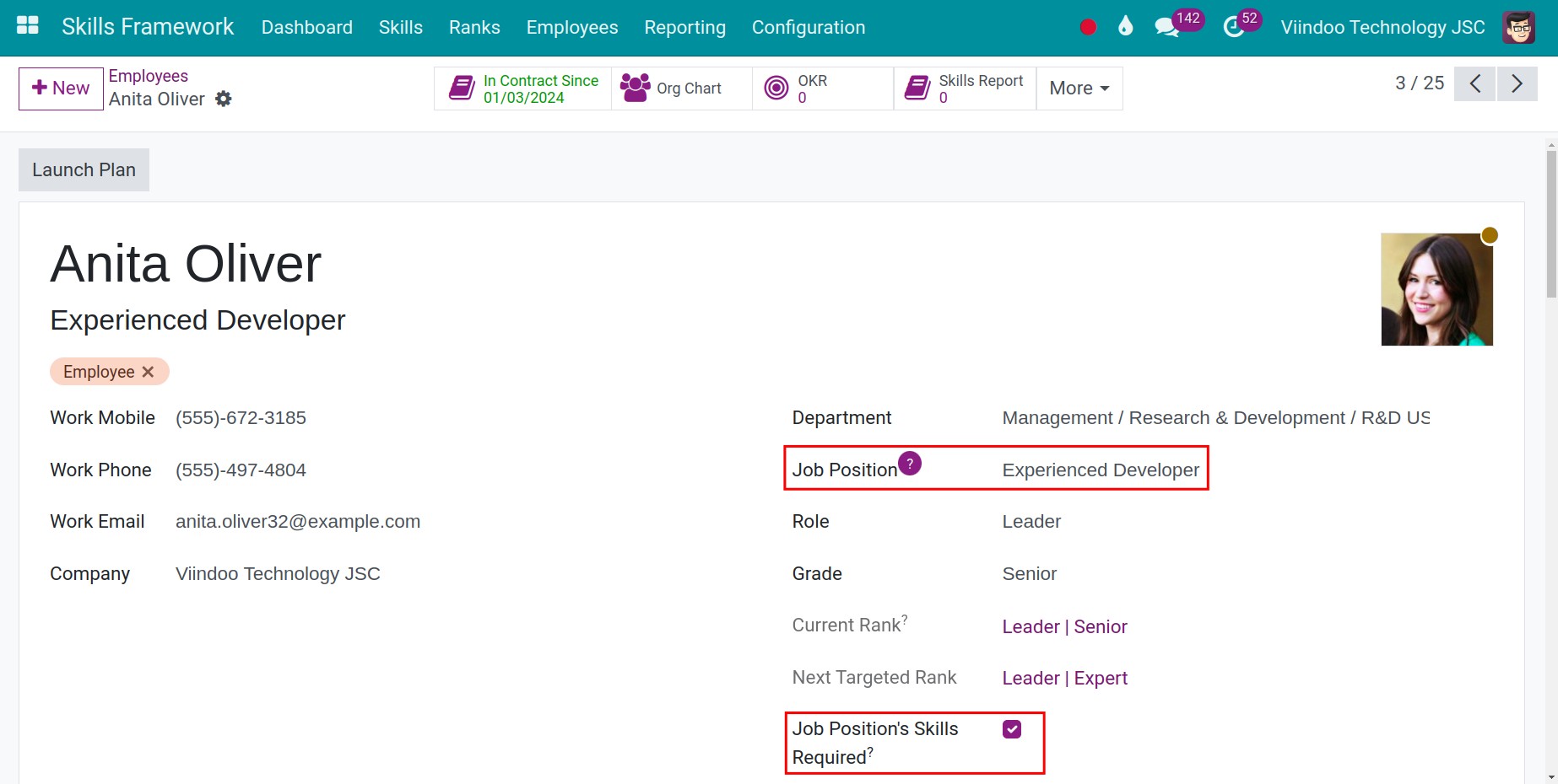 Apply skills framework by job position