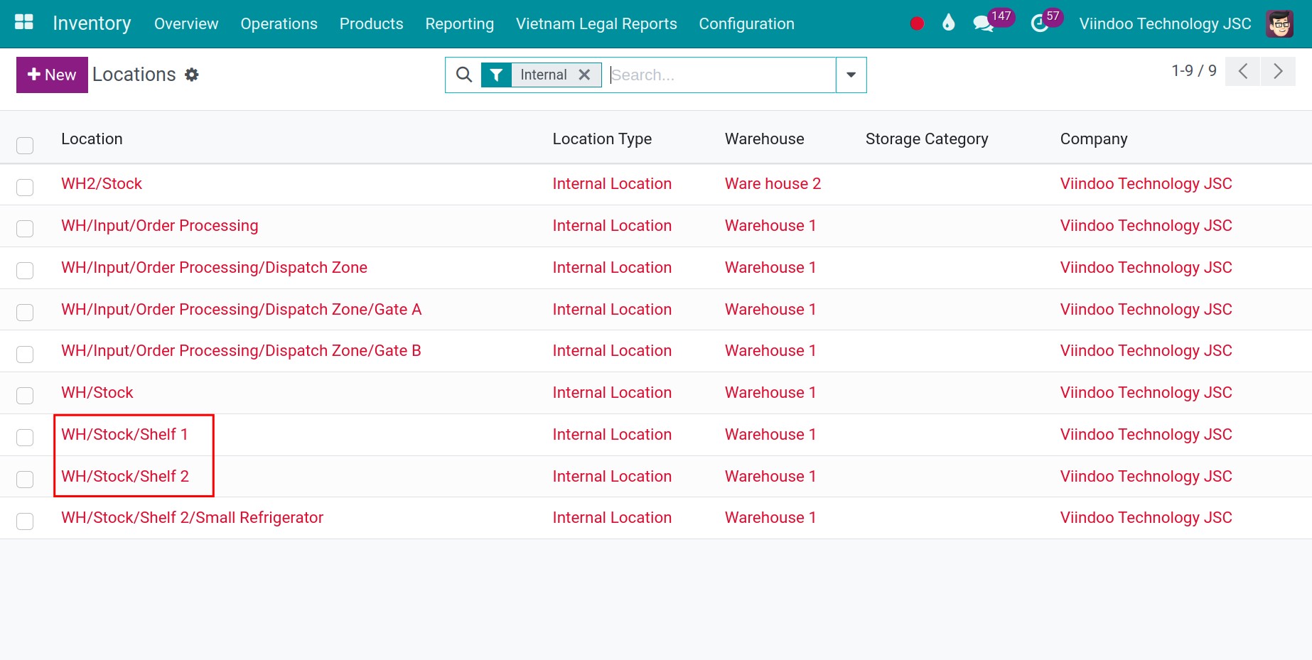 Product on different location