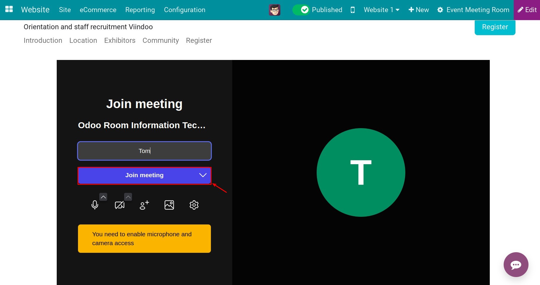 Start meeting room
