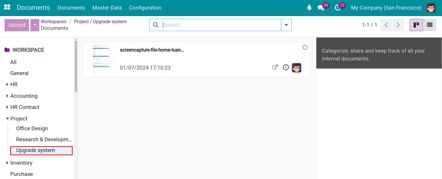 Documents management interface