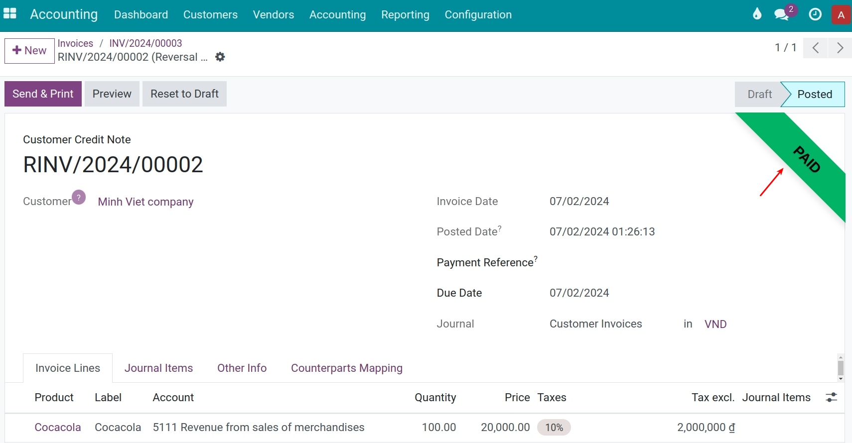 Partial Adjustment Invoice