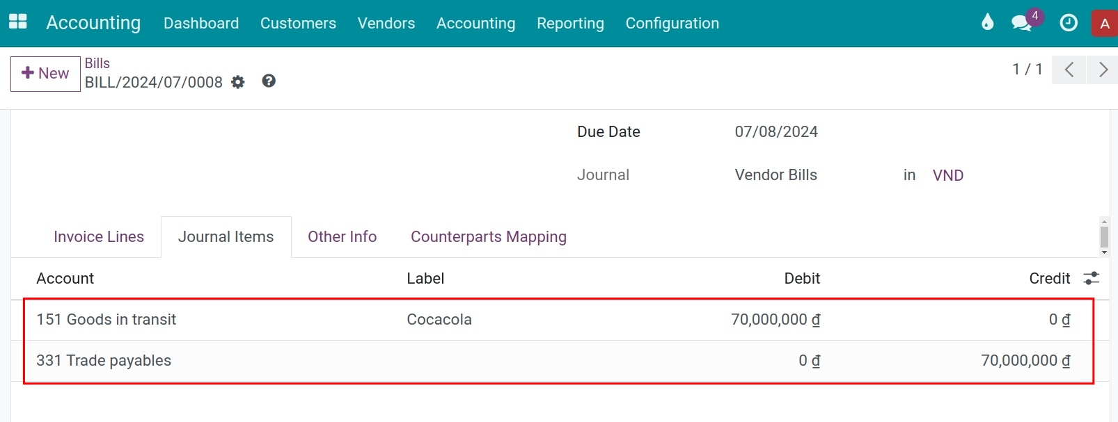 Accrue accounting for accounts payable
