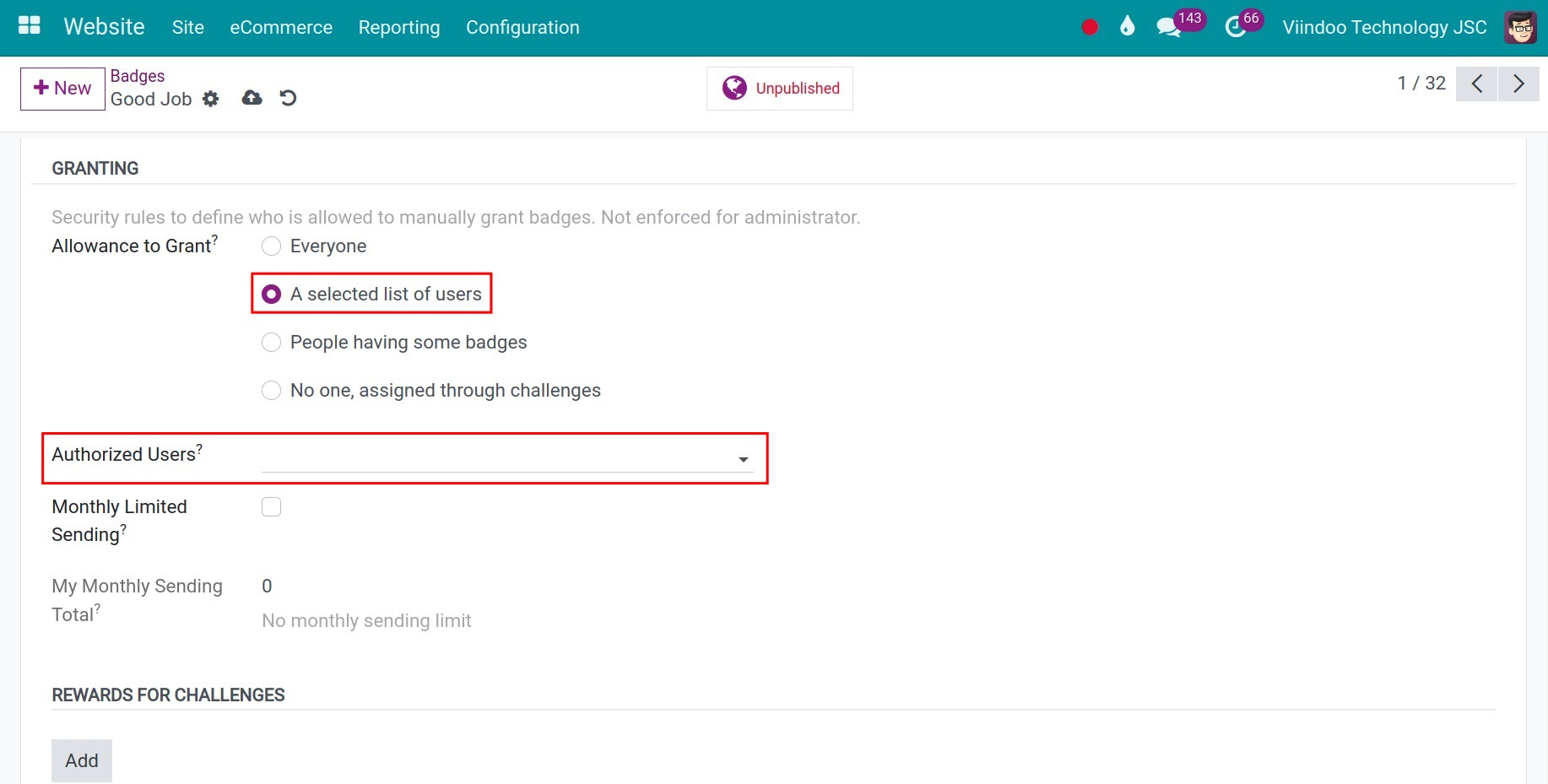 Authorized Users field