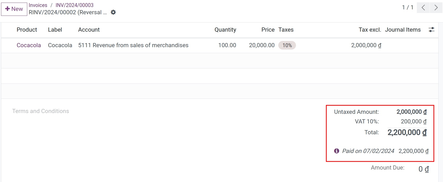 Partial Adjustment Invoice