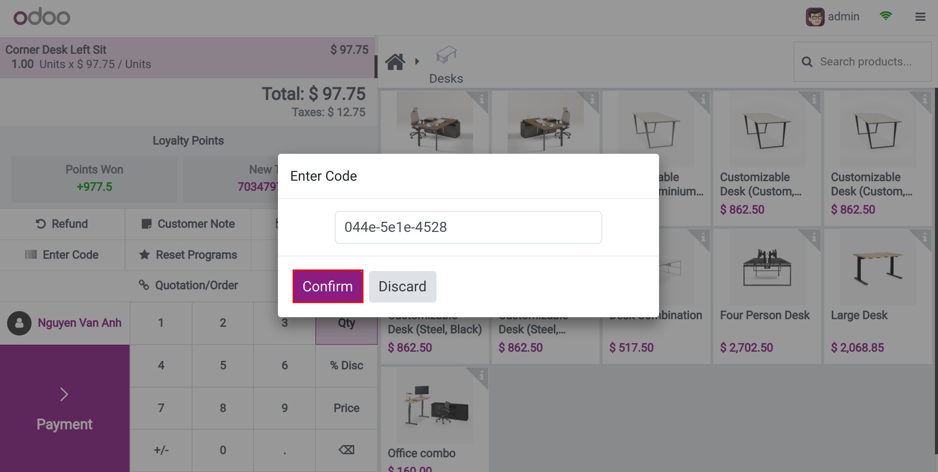 apply coupon code on pos