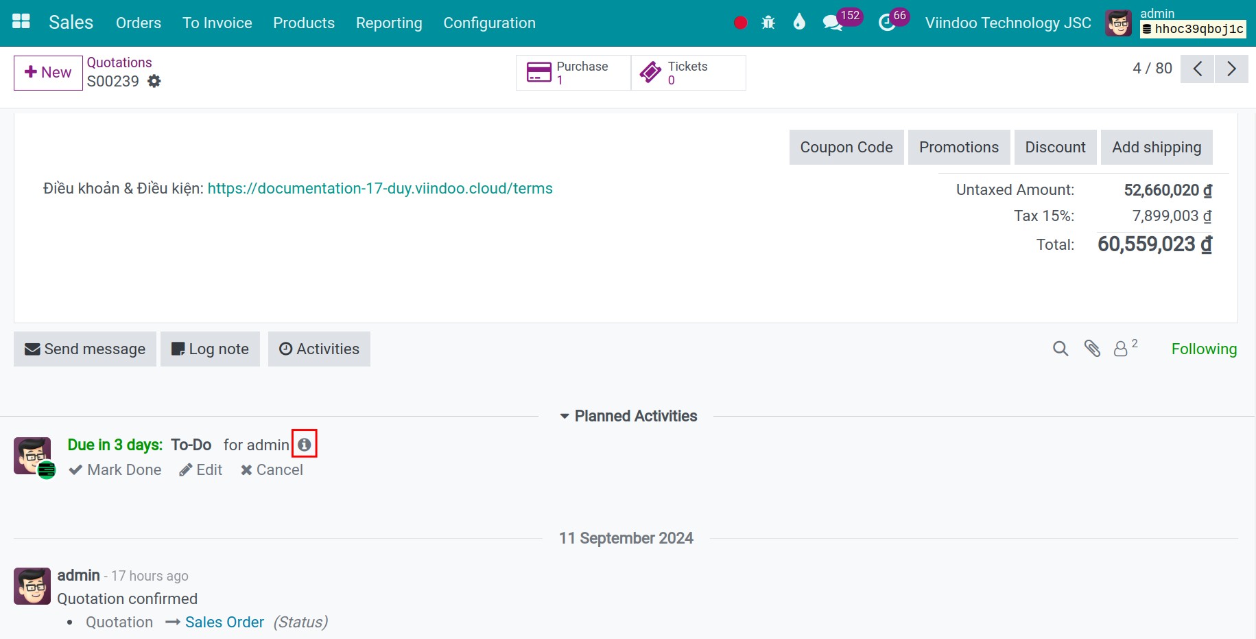 the scheduled activity