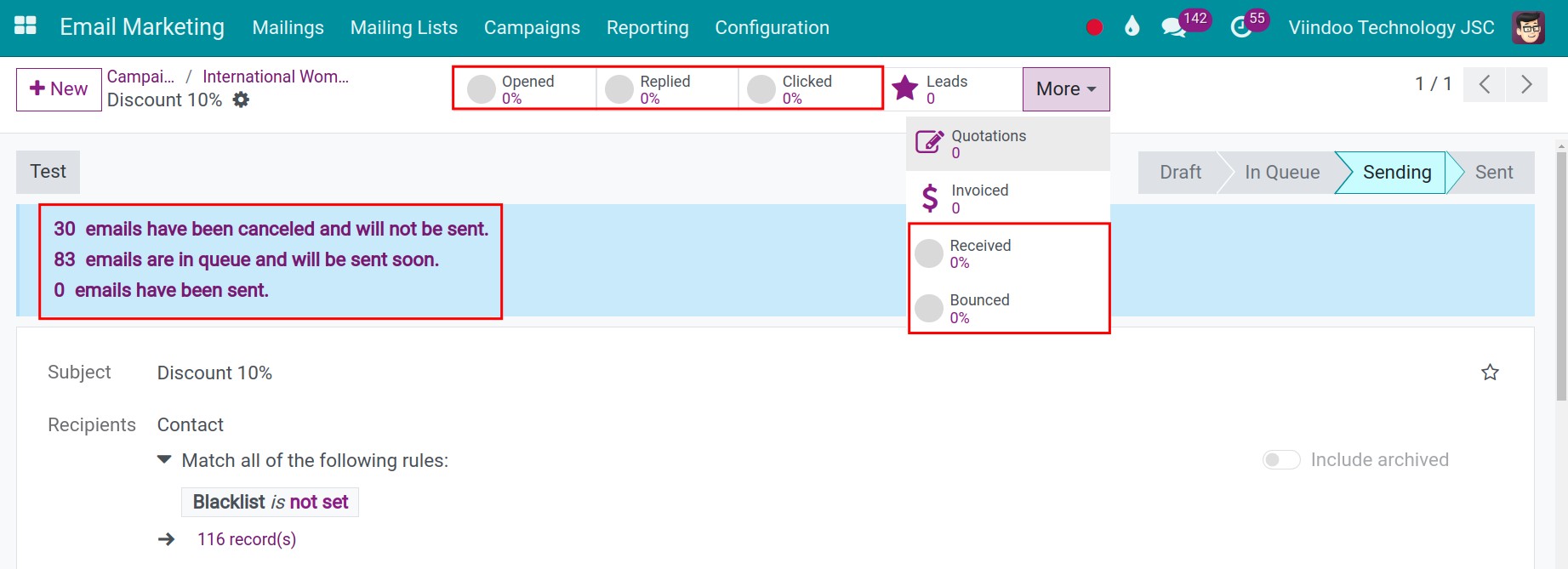 Keep track of the email marketing