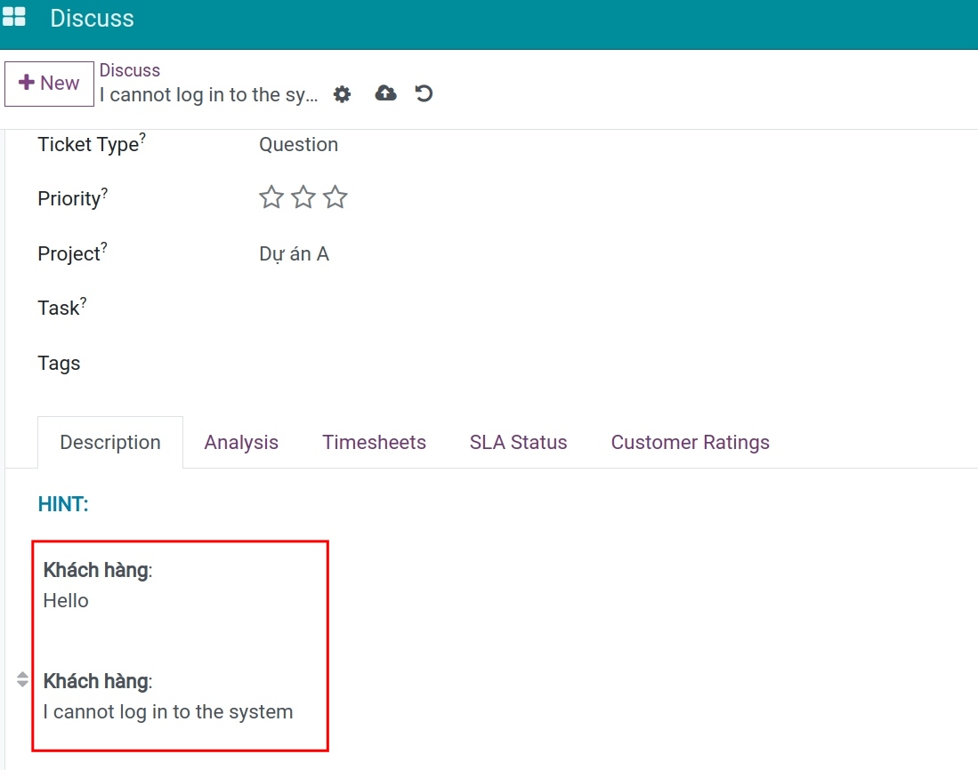 details of ticket created from livechat Viindoo