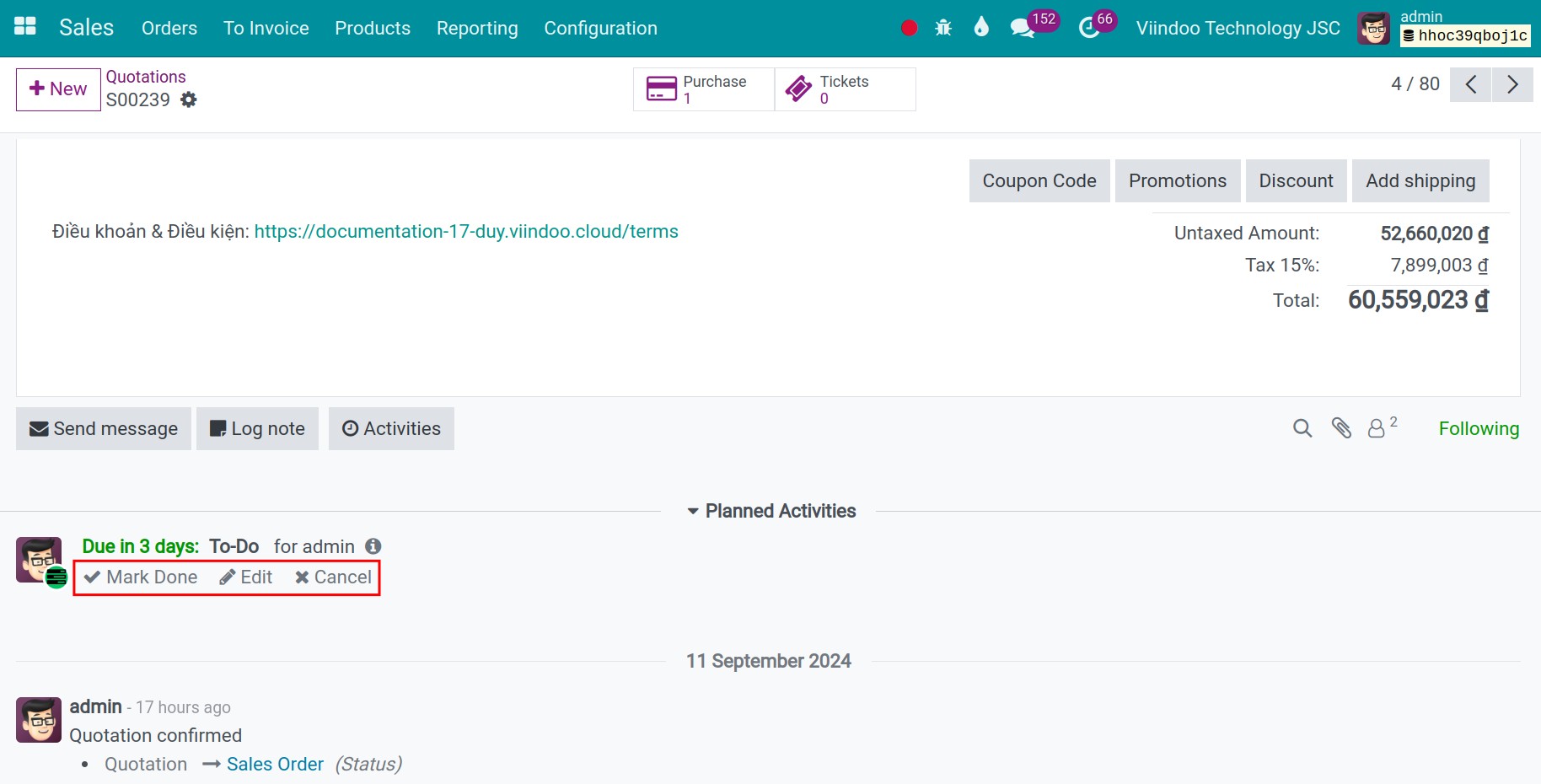 performed operations with the schedule activity