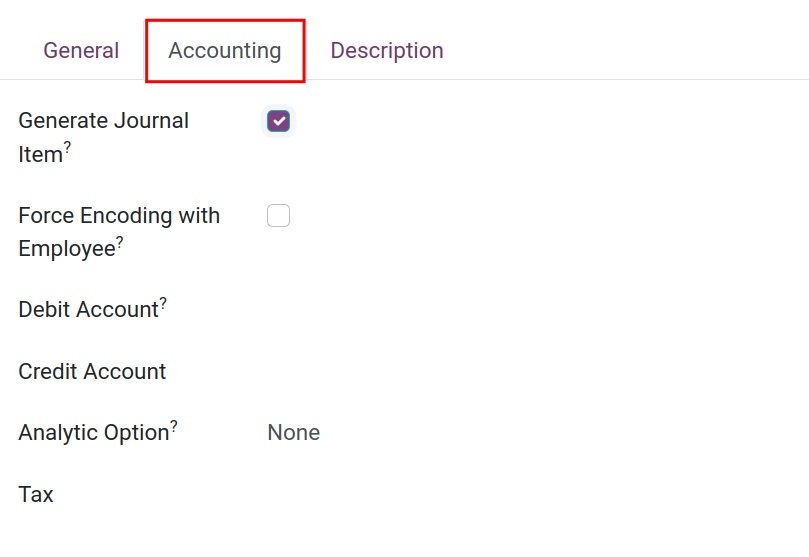 Fields on Accounting tab Salary Rule Payroll Viindoo