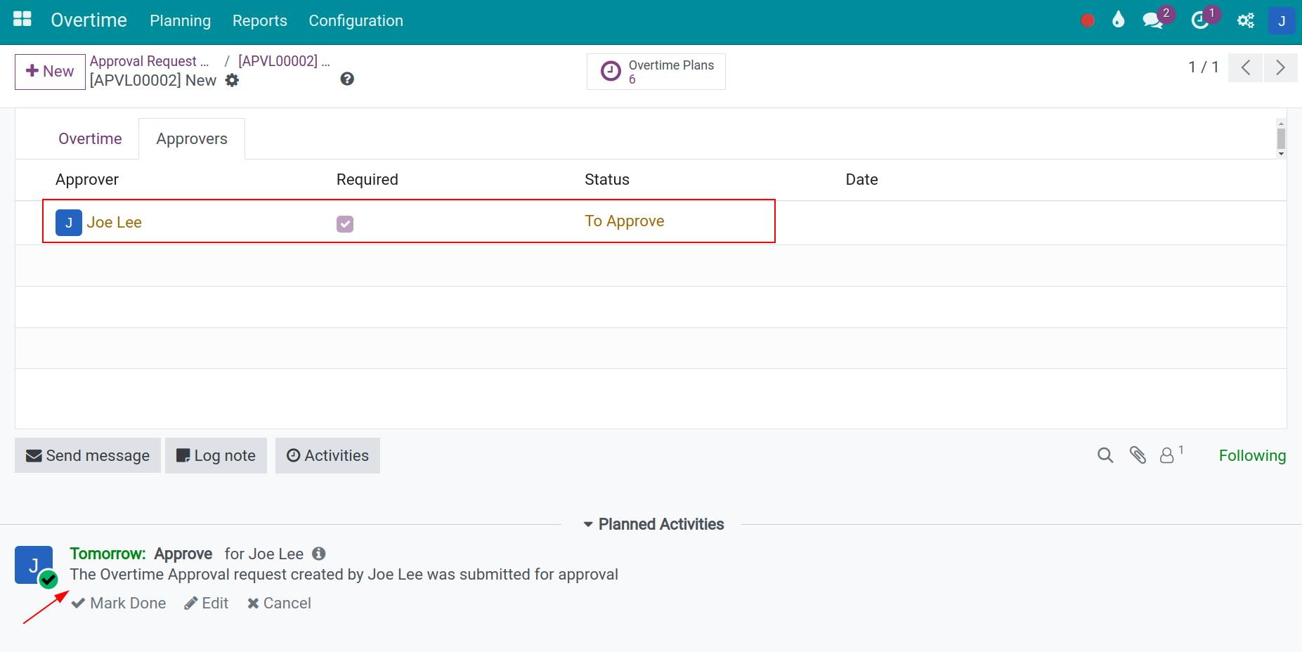 Approvers Tab