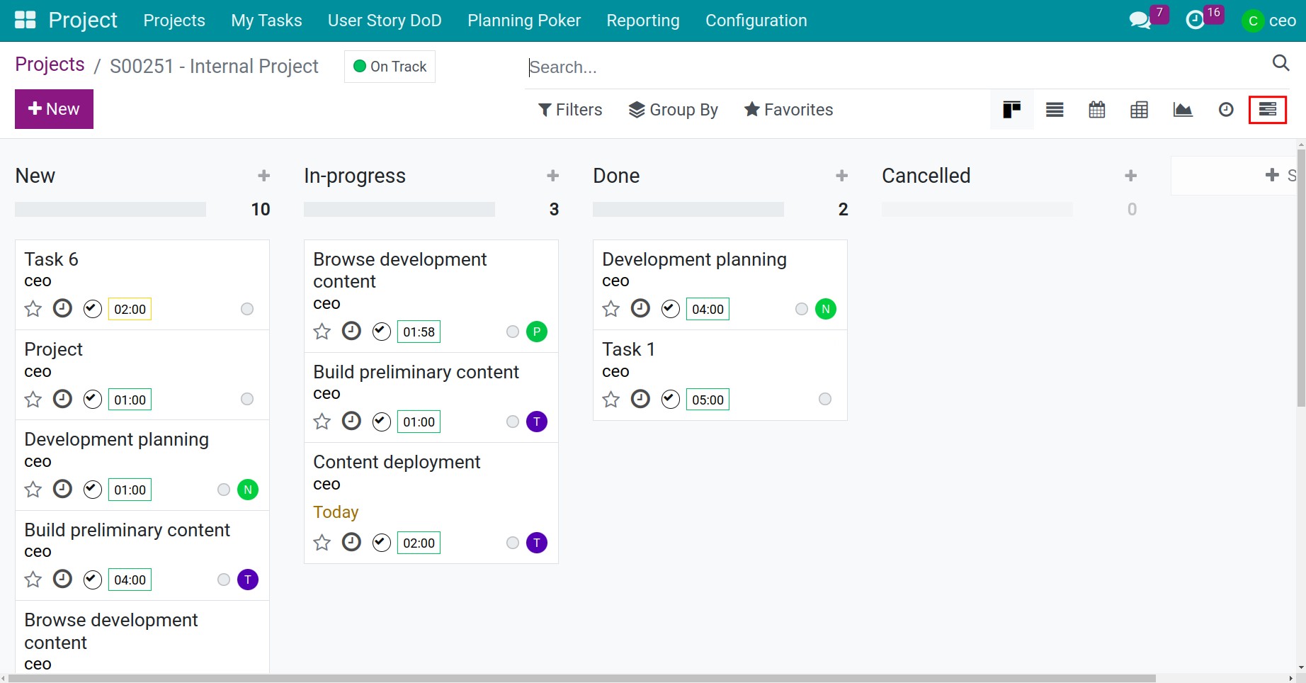 acess directly to task interface