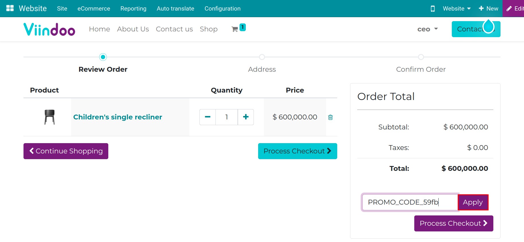 apply a promo code
