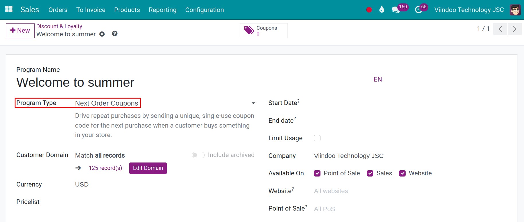 create a next order coupon program