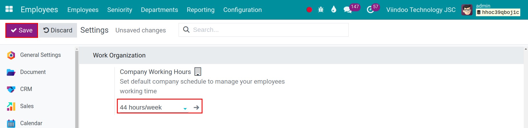 Save settings of Configuration on Viindoo interface
