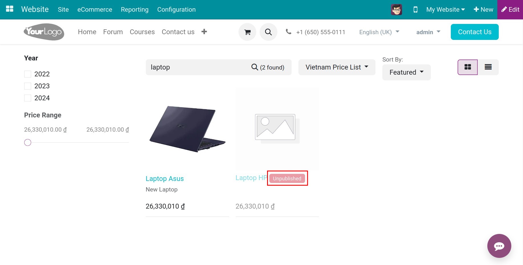 an Unpublish icon