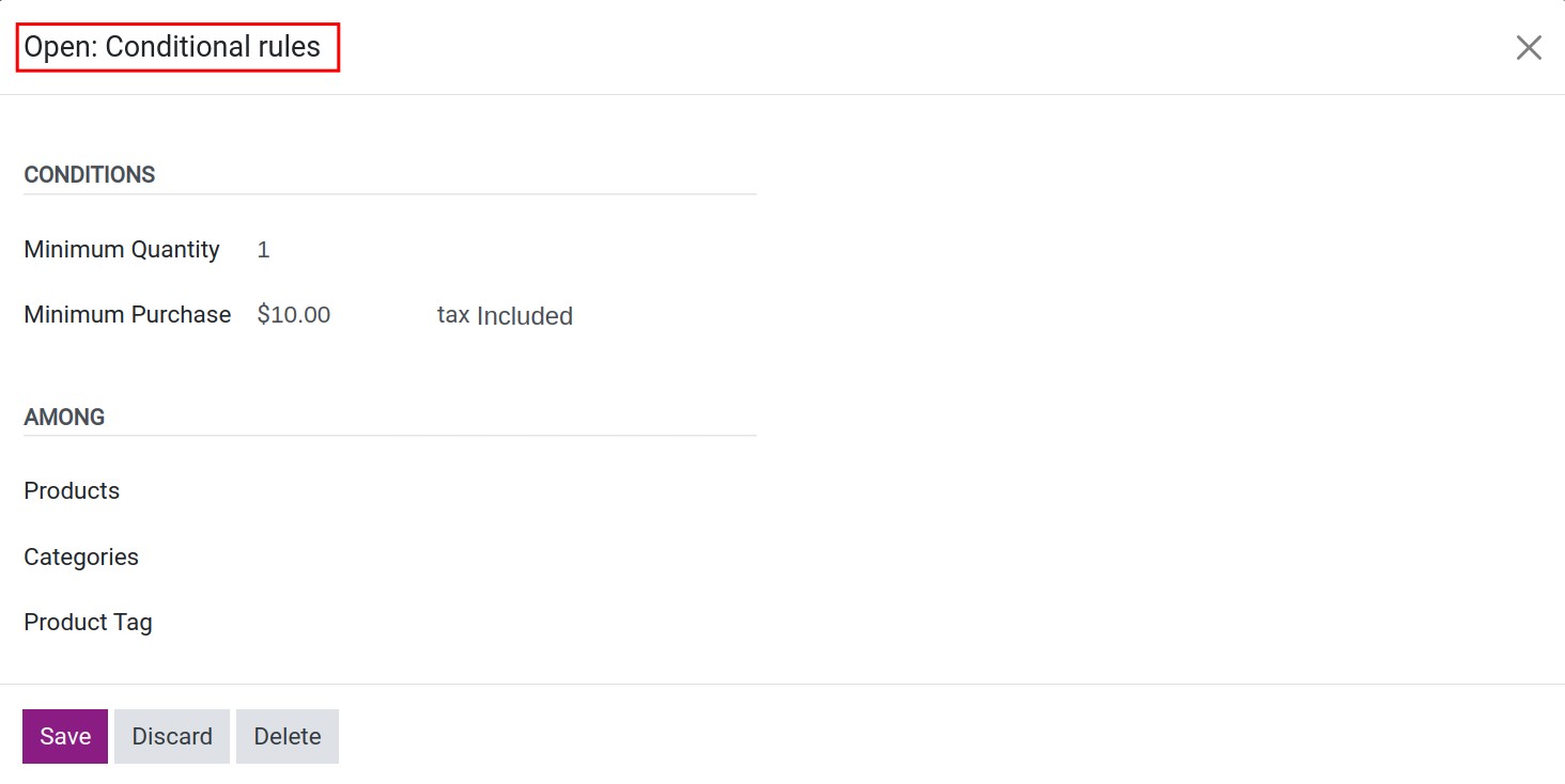 set up rule for a next order coupon program