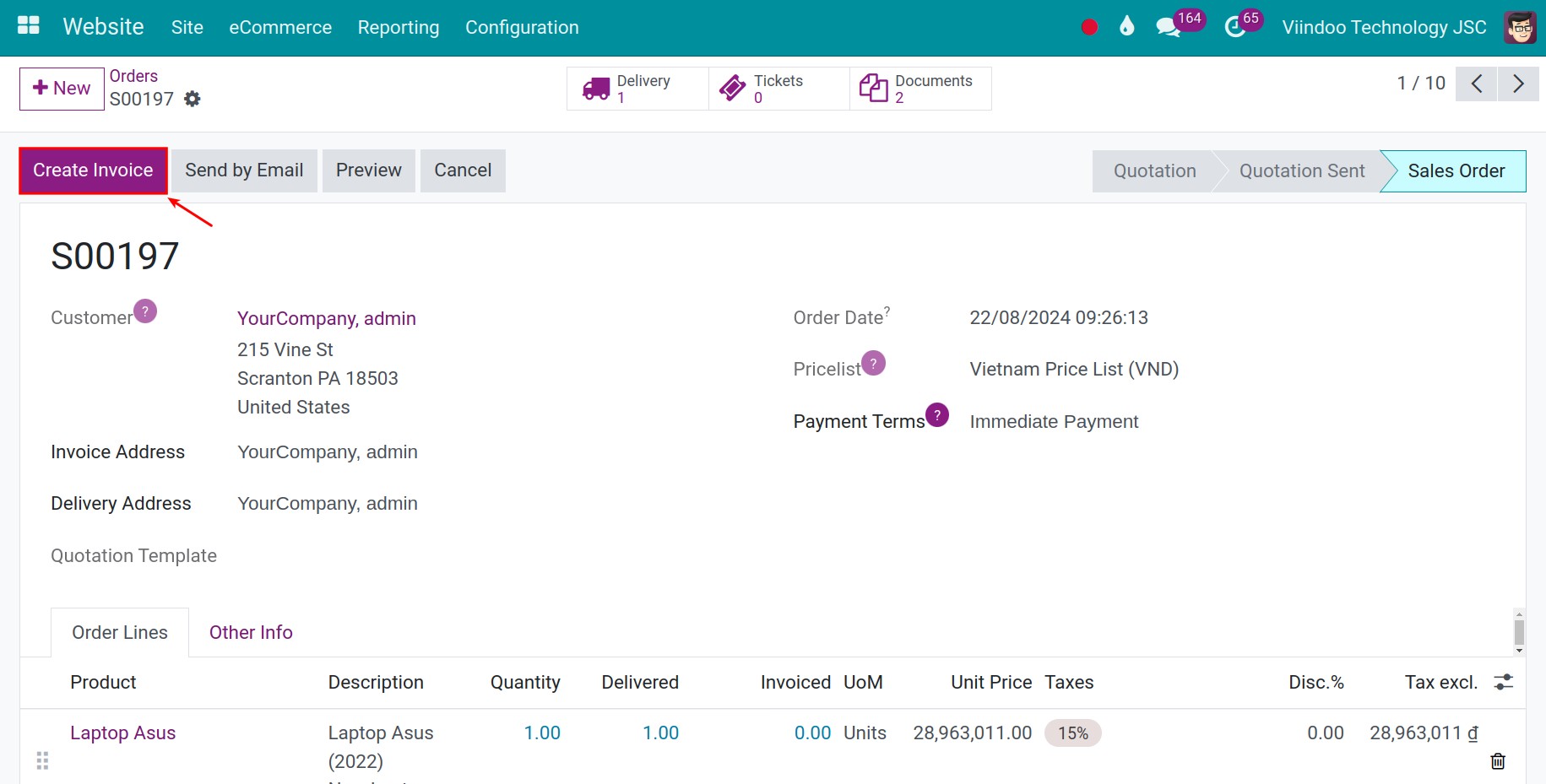 Create invoices according to delivered quantity