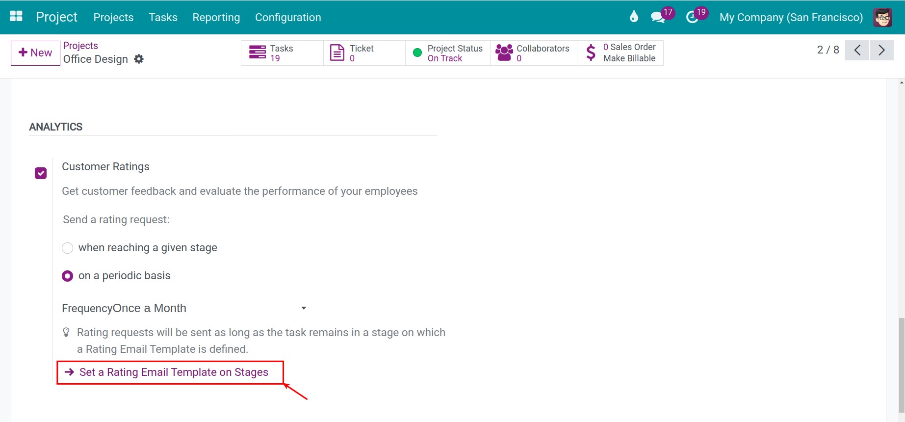 Set up the rating email template