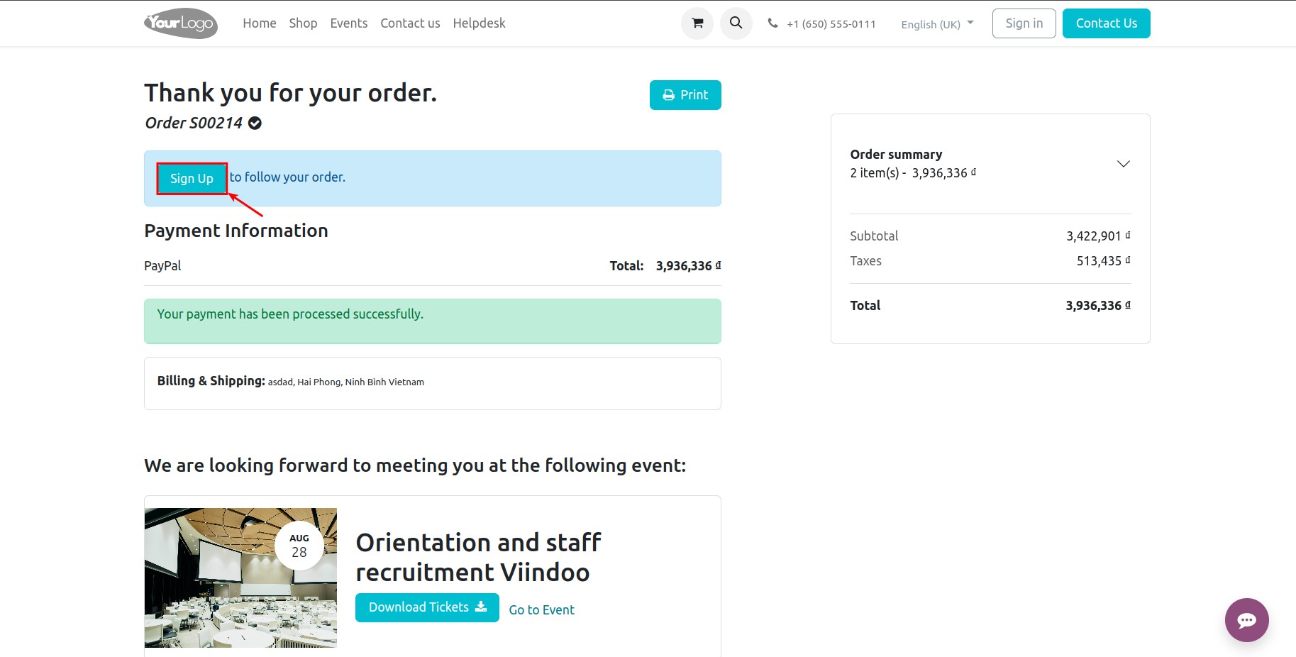 sign up an account