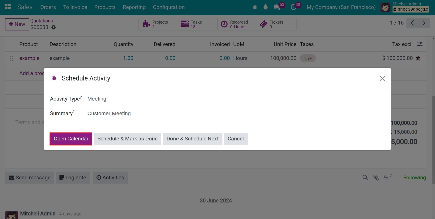 The meeting creation from other interfaces