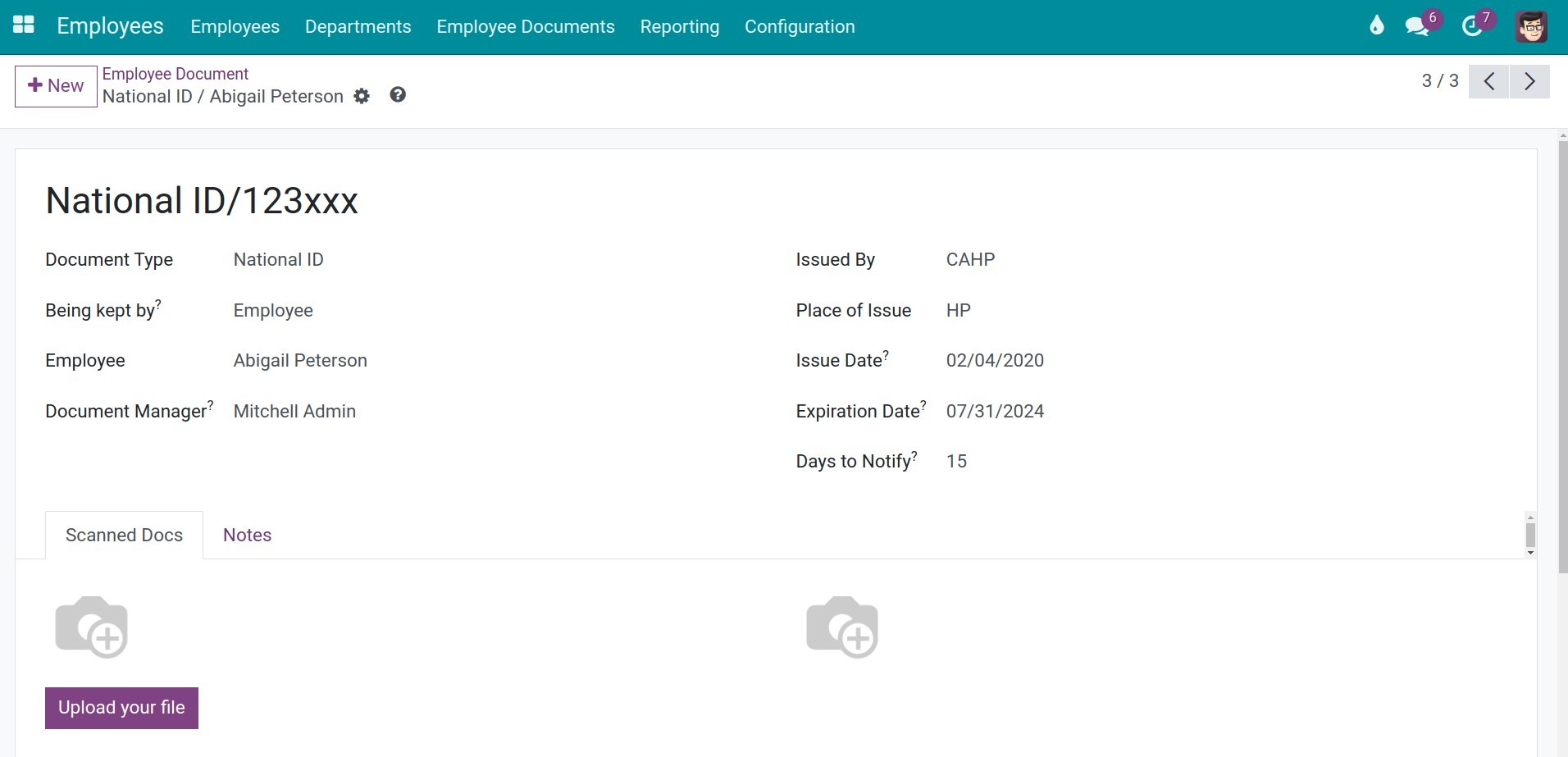 Create employee document view Viindoo