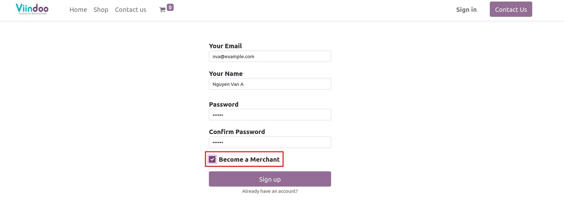 Become a merchant in Viindoo Marketplace