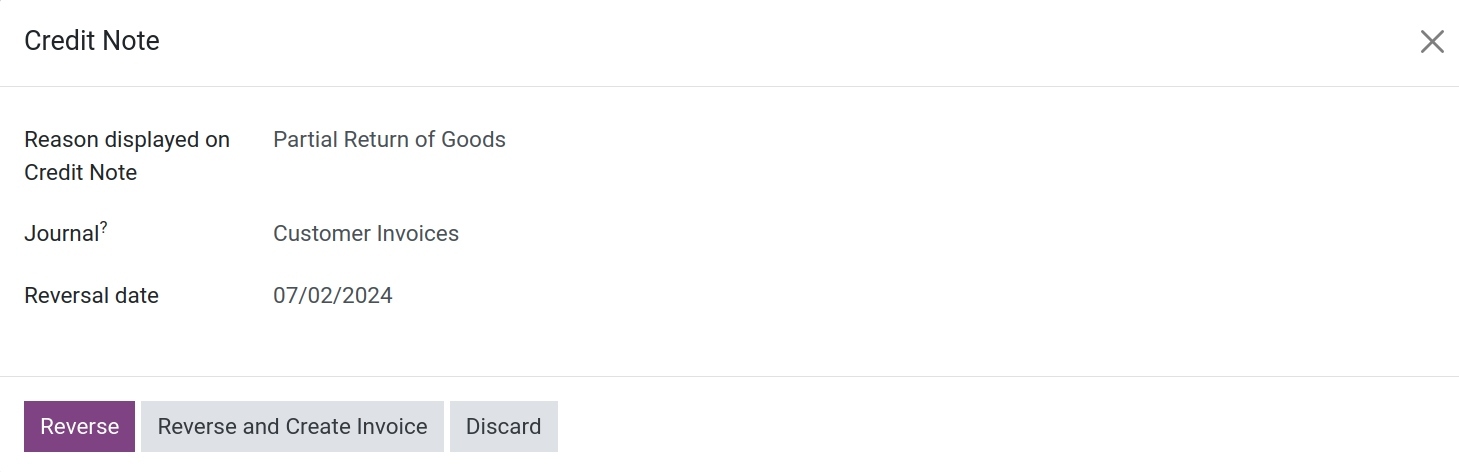 Create credit note - Viindoo Accounting