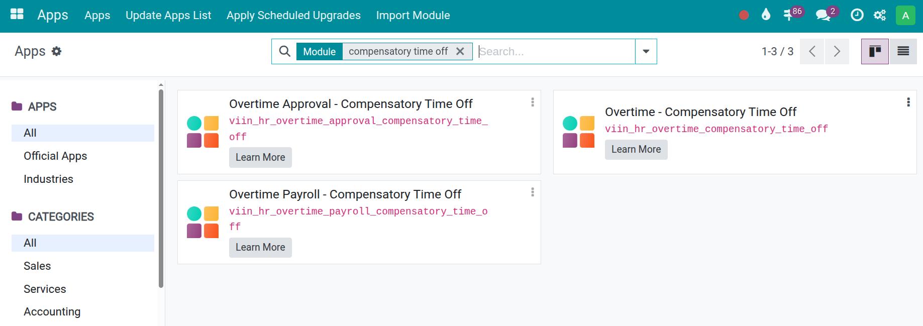 installed compensatory time off