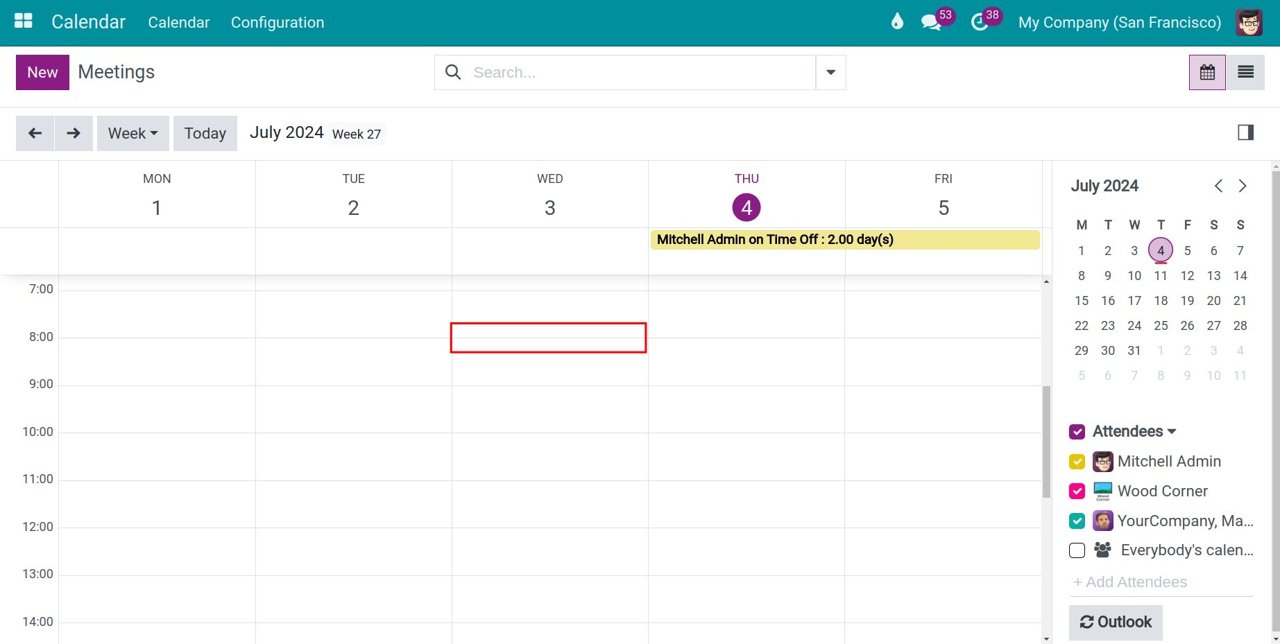 The Calendar interface