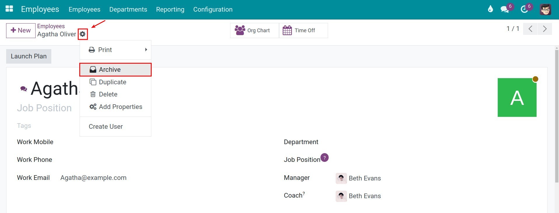 Archive the employee record