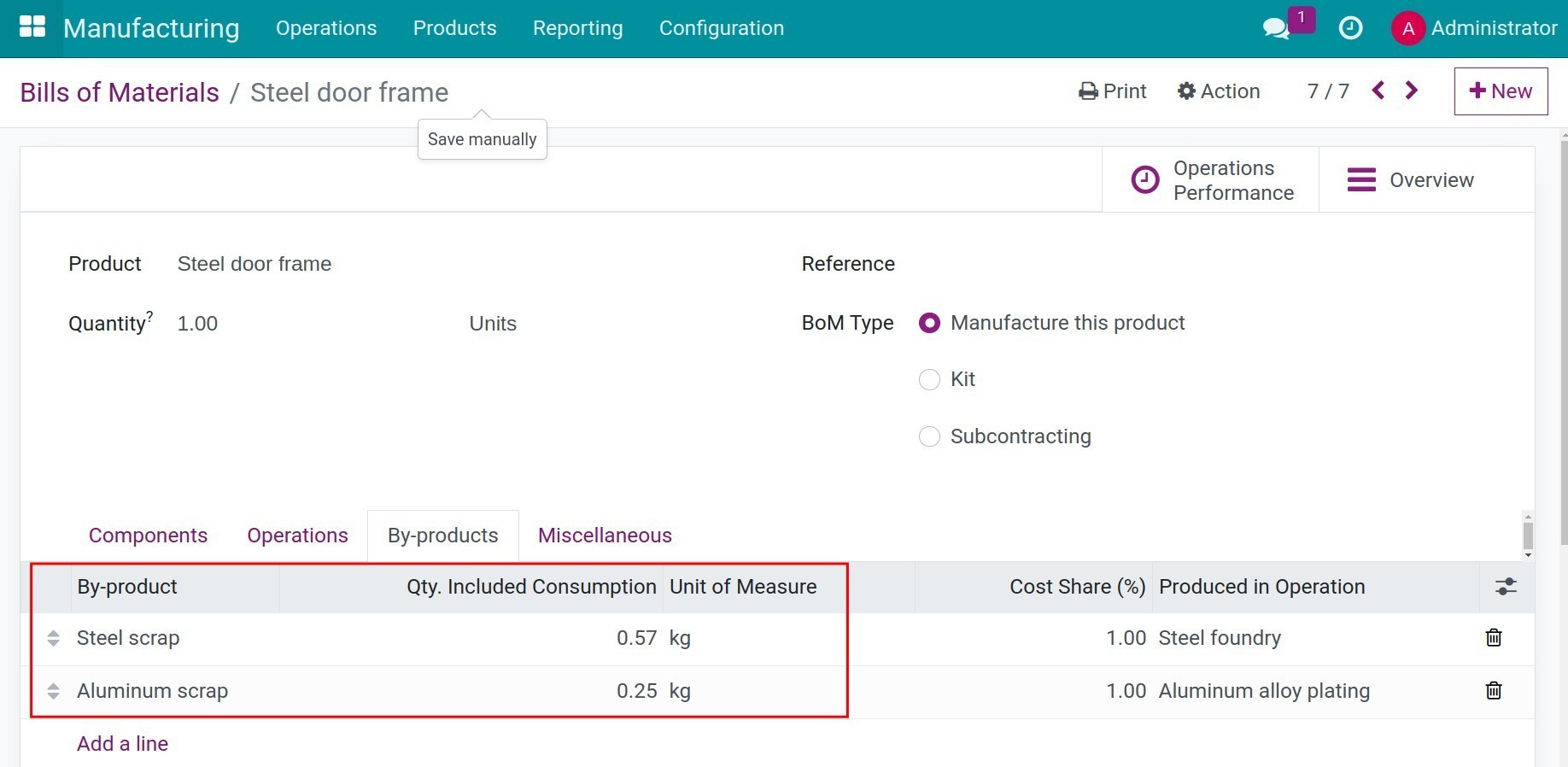 Add by-products in BoM