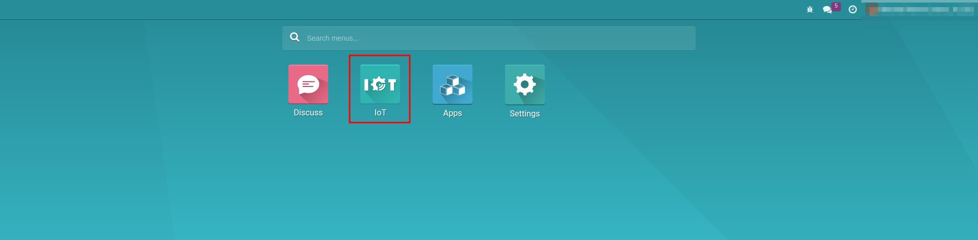 IoT module in the main view