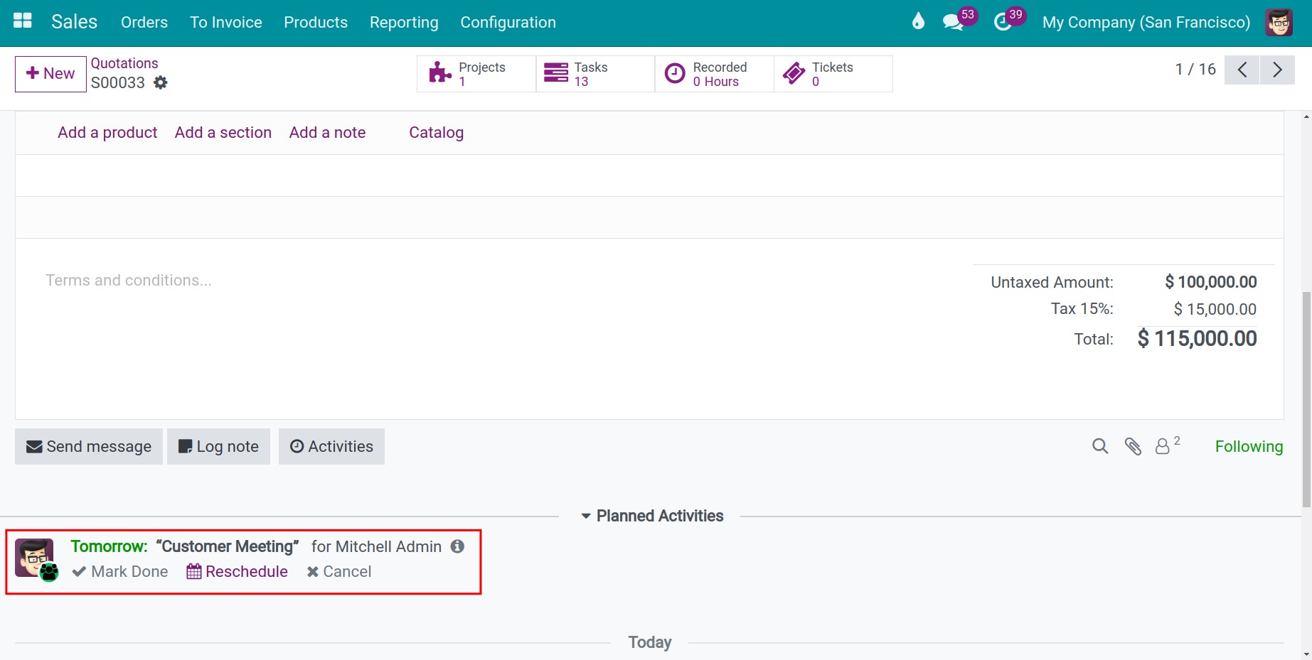 Scheduling the meeting activity