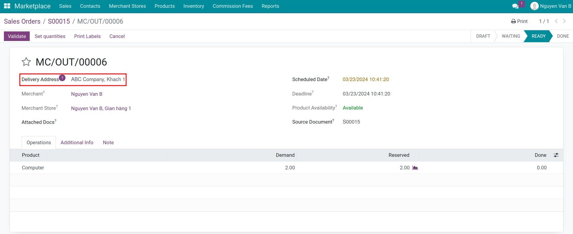 Delivery on Viindoo Marketplace