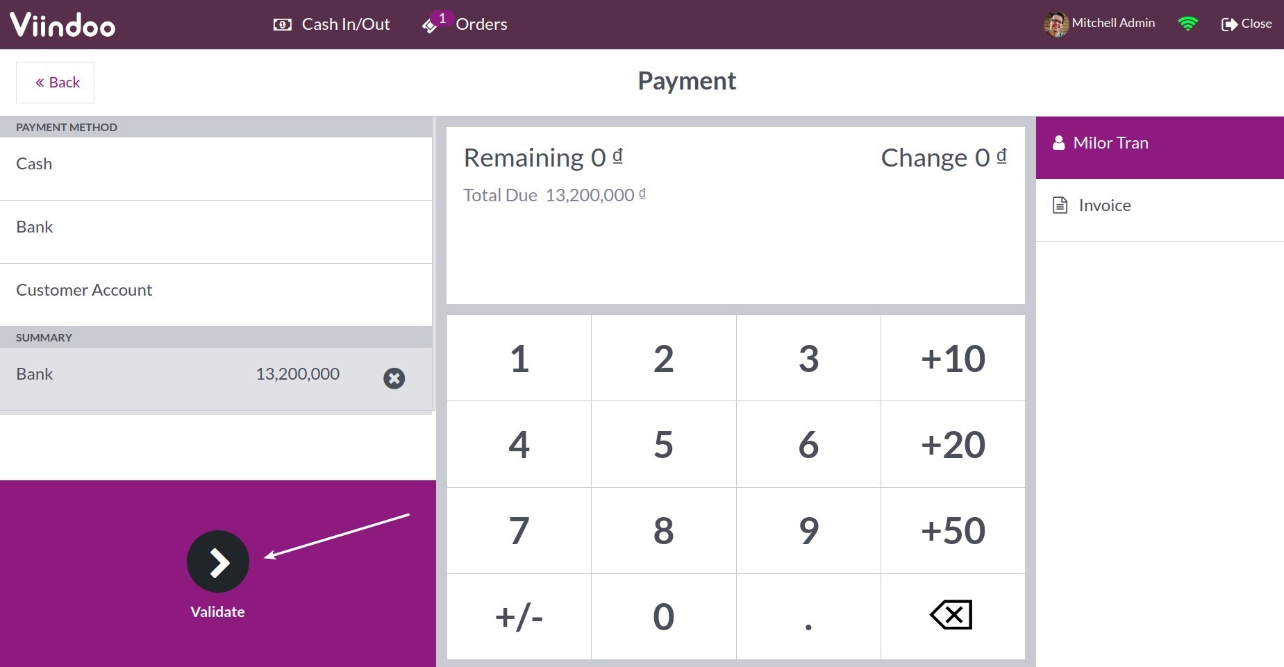 Print the receipt - Viindoo PoS